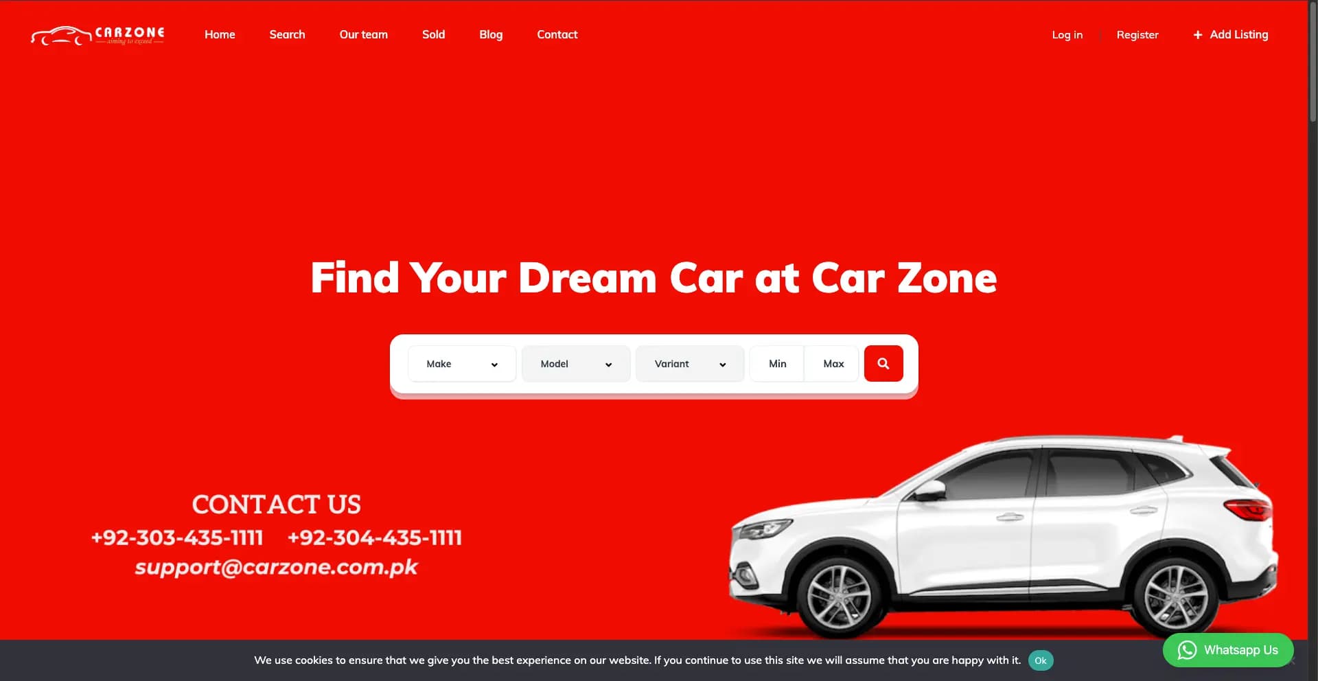 Car Zone Pakistan used-car marketplace and inventory website - view 1