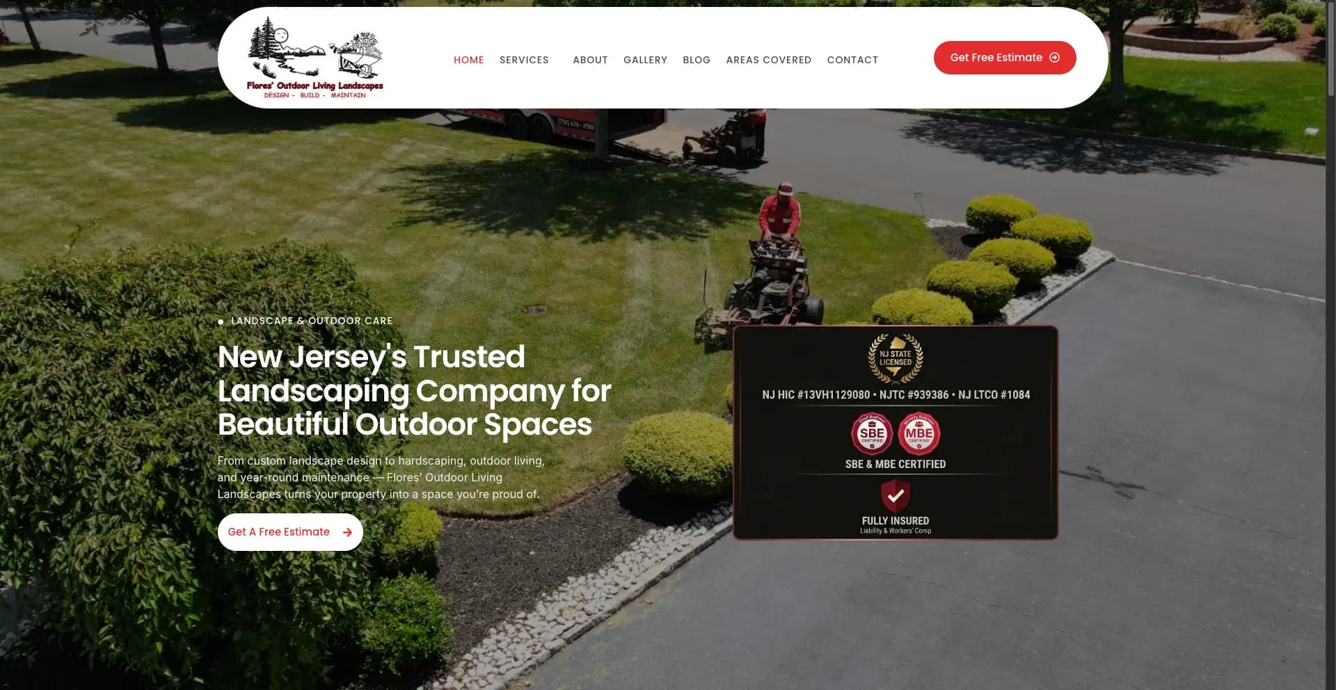 Flores Outdoor Living Landscapes lead-generation website - view 1